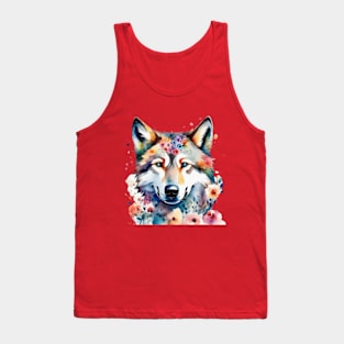 Floral wolf gift ideas Tank Top